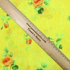 3 Metre Quality Floral Summer Chiffon - 60" Wide Yellow - Pound A Metre