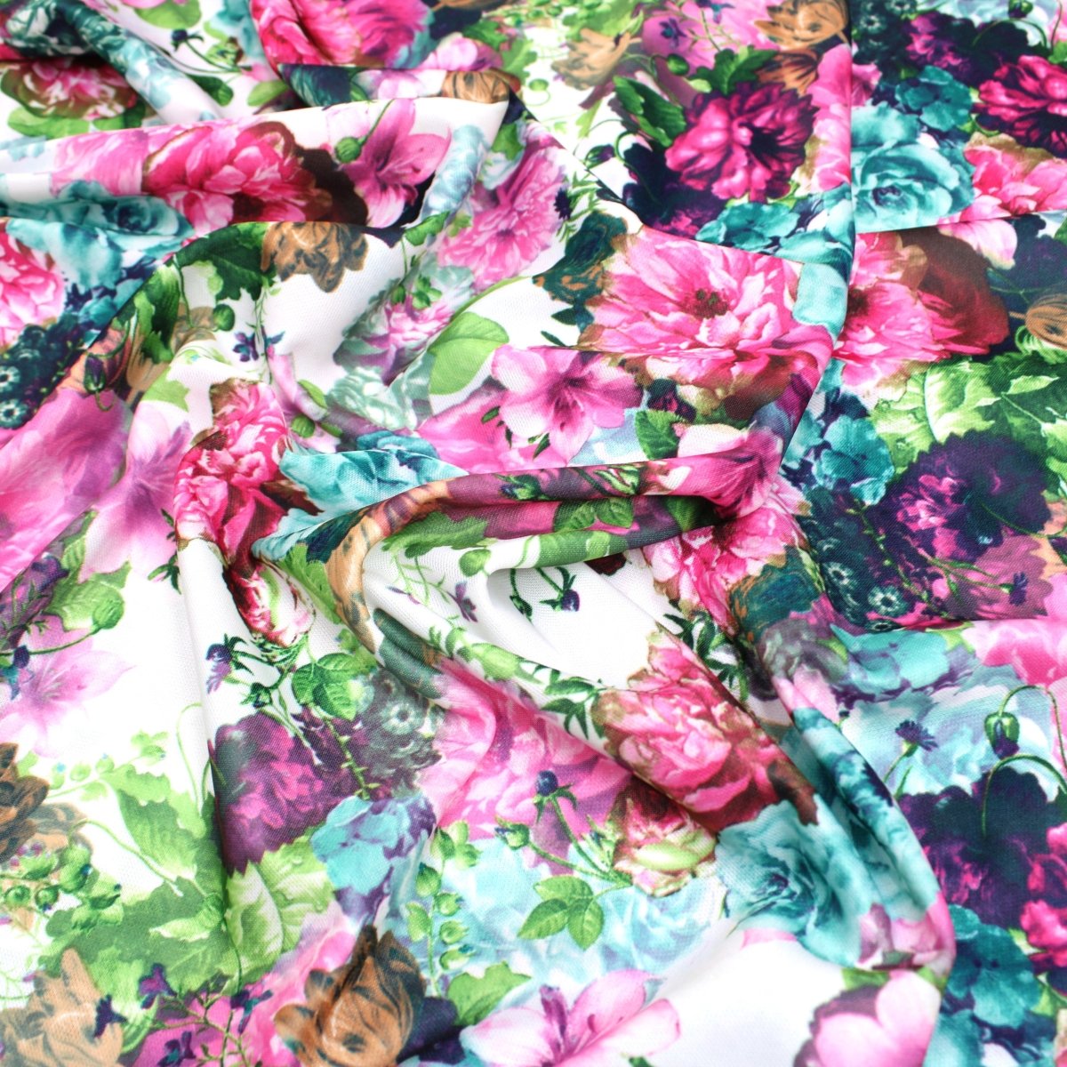 3 Metre Soft Floral Poly Jersey - 55" Wide Fuchsia - Pound A Metre