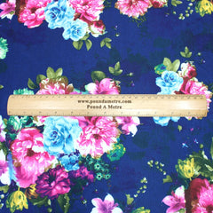 3 Metre Soft Looped Backed Heavy Floral Jersey - 55" Wide Evening Navy - Pound A Metre