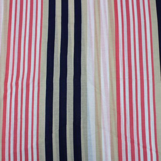 3 Metre Soft Striped Fashion Linen 60" Wide - Pink/Beige - Pound A Metre