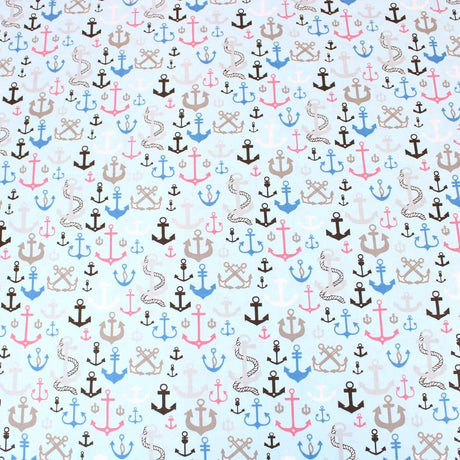 Pound A Metre 3 Metre 3 Metre Super Quality Smooth Organic Cotton - Anchor - 45" Light Blue