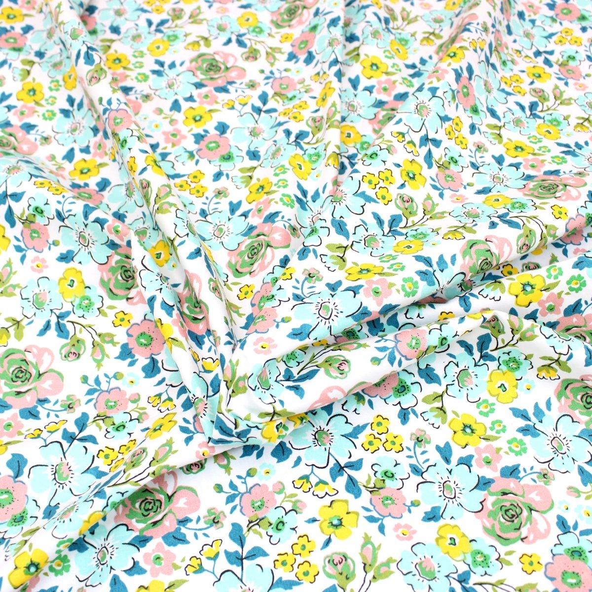 3 Metre Super Quality Smooth Organic Cotton - Melody - 45" White & Yellow - Pound A Metre