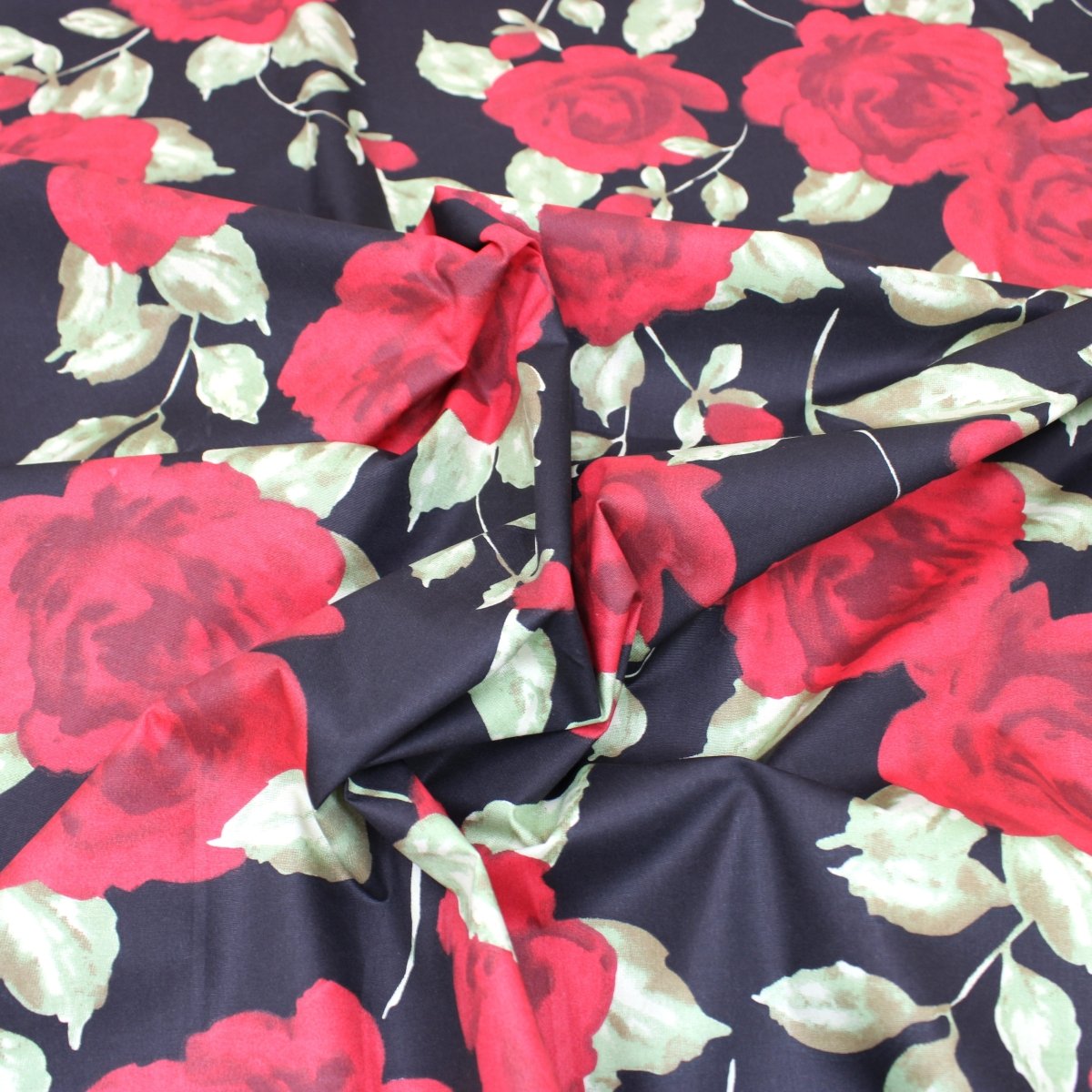 3 Metre Super Quality Smooth Organic Cotton - Rose - 45" Black - Pound A Metre