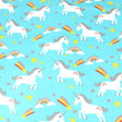 Pound A Metre 3 Metre 3 Metre Super Quality Smooth Organic Cotton - Unicorn - 45" Light Blue