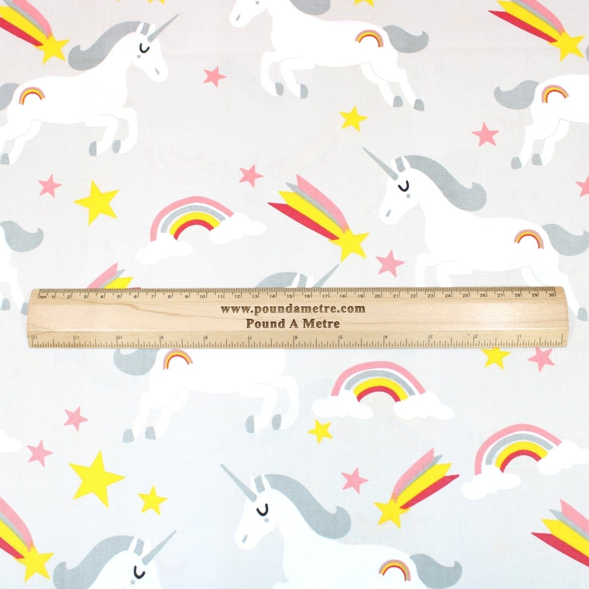 Pound A Metre 3 Metre 3 Metre Super Quality Smooth Organic Cotton - Unicorn - 45" Light Grey