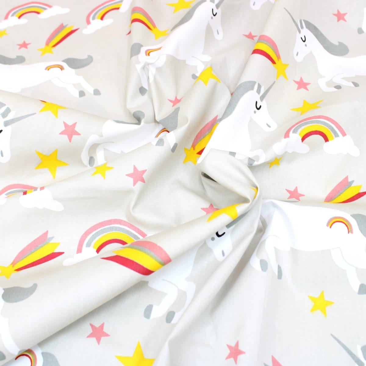 Pound A Metre 3 Metre 3 Metre Super Quality Smooth Organic Cotton - Unicorn - 45" Light Grey