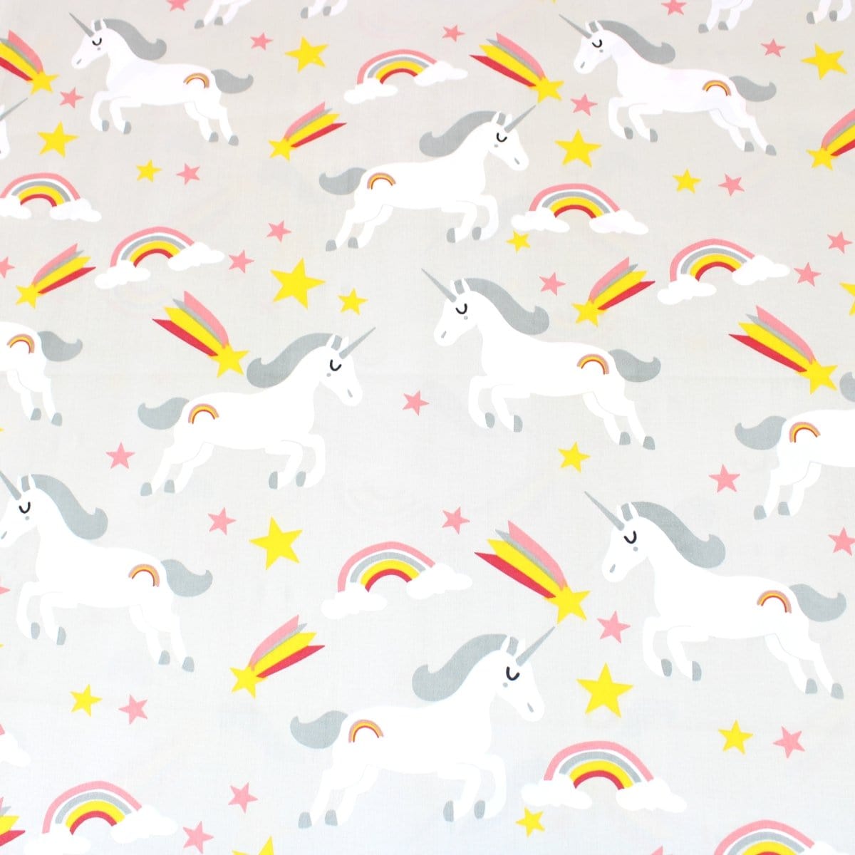 Pound A Metre 3 Metre 3 Metre Super Quality Smooth Organic Cotton - Unicorn - 45" Light Grey