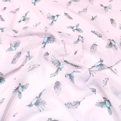 3 Metre Textured Chiffon - 55” Wide Pink Birds - Pound A Metre