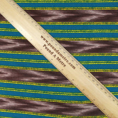 3 Metres 100% Royal Striped Quilting Cotton - 44" Wide Teal - Pound A Metre