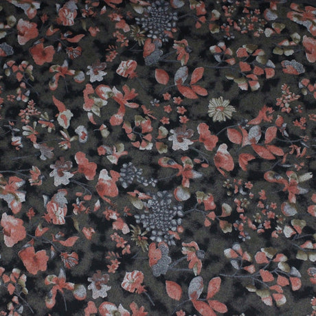 3 Metres Bold Floral Dress-Rayon 45" Wide Orange/Brown/Black - Pound A Metre