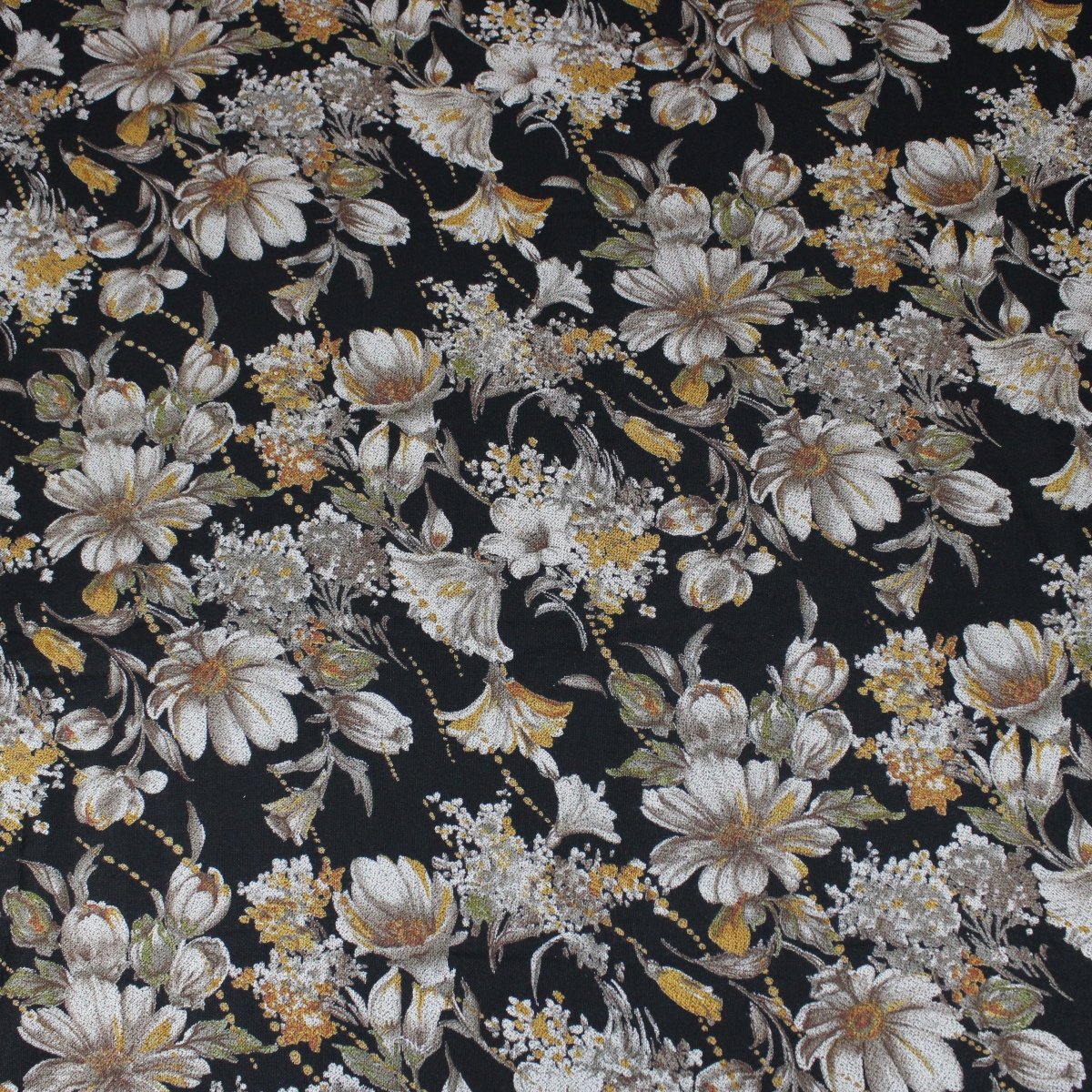 3 Metres Bold Floral Dress-Rayon 45" Wide Yellow/Black - Pound A Metre
