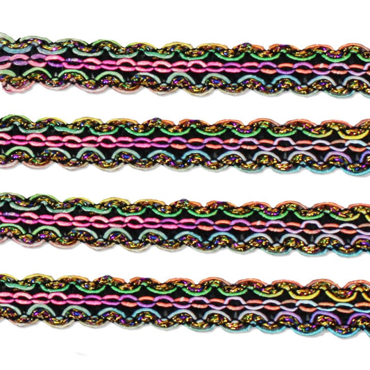 3 Metres Braided Cord Lace Trimming- 15mm Wide (Multi Coloured) - Pound A Metre