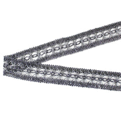 3 Metres Braided Lace Trimming- 33mm Wide (Black & Silver) - Pound A Metre