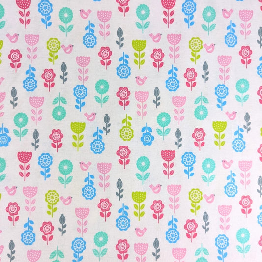 3 Metres Brushed Cotton Blend Fabric- Floral - Pound A Metre