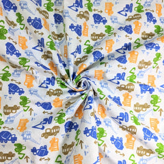 3 Metres Brushed Cotton Blend Fabric- Trucks - Pound A Metre