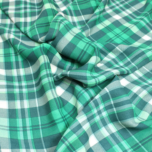 3 Metres Chequered Crepe De Chine - 55" Wide Emerald Green - Pound A Metre