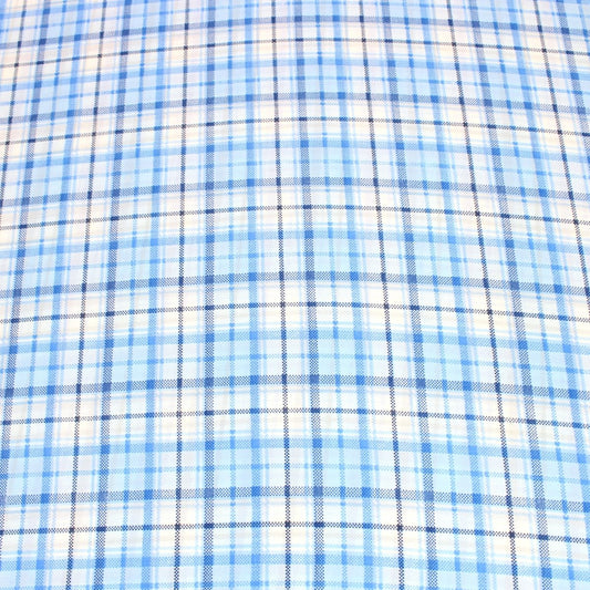 3 Metres Chequered Crepe De Chine - 55" Wide Sky Blue - Pound A Metre