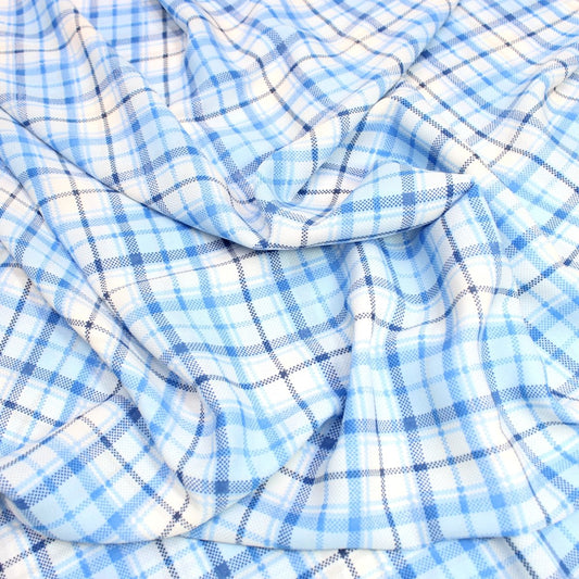 3 Metres Chequered Crepe De Chine - 55" Wide Sky Blue - Pound A Metre