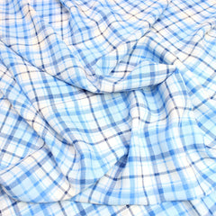 3 Metres Chequered Crepe De Chine - 55" Wide Sky Blue - Pound A Metre
