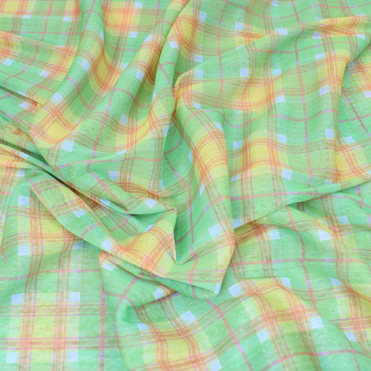 3 Metres Chequered Light Net 55" Wide Green & Orange - Pound A Metre