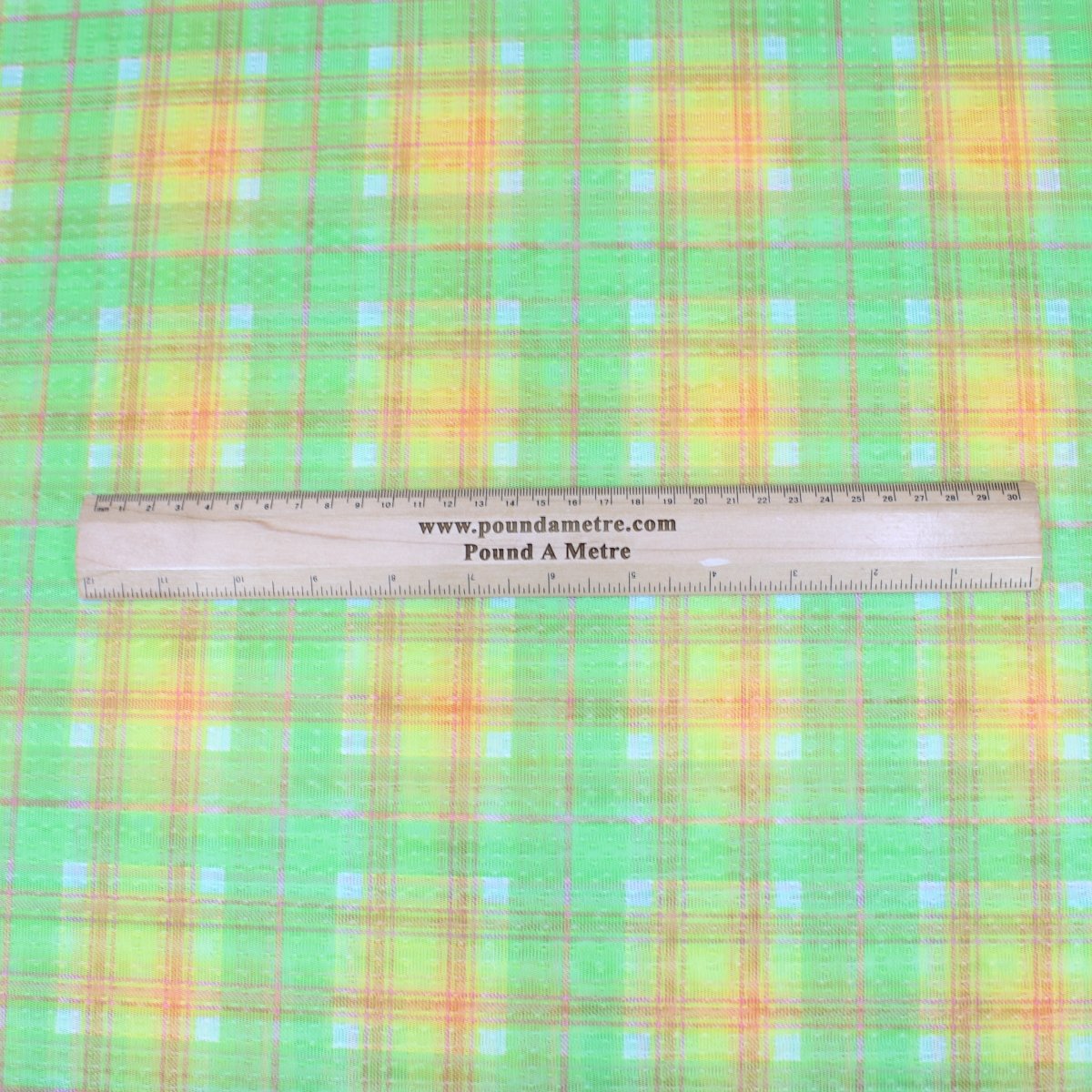 3 Metres Chequered Light Net 55" Wide Green & Orange - Pound A Metre