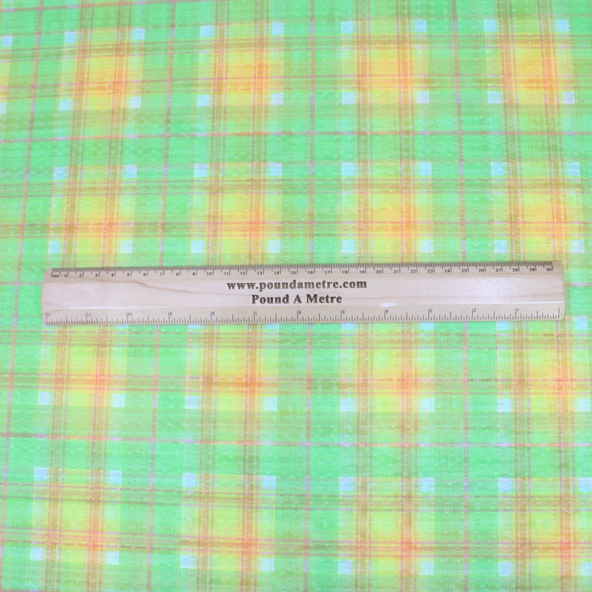 3 Metres Chequered Light Net 55" Wide Green & Orange - Pound A Metre