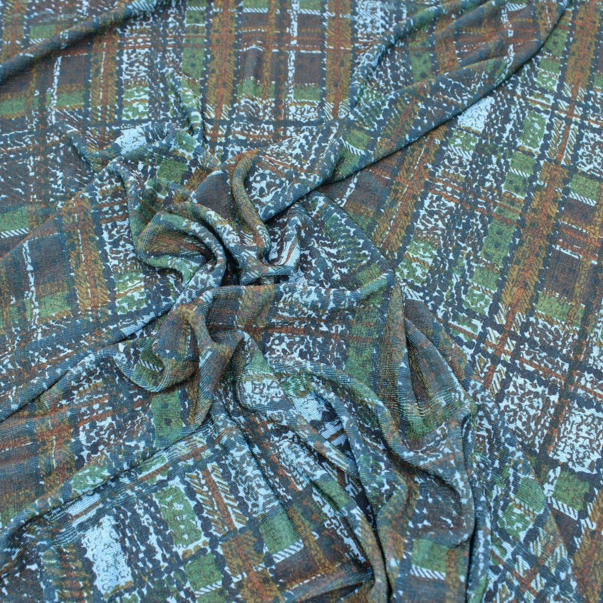3 Metres Chequered Slinky Jersey - 55" Teal - Pound A Metre