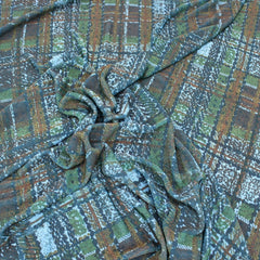 3 Metres Chequered Slinky Jersey - 55" Teal - Pound A Metre