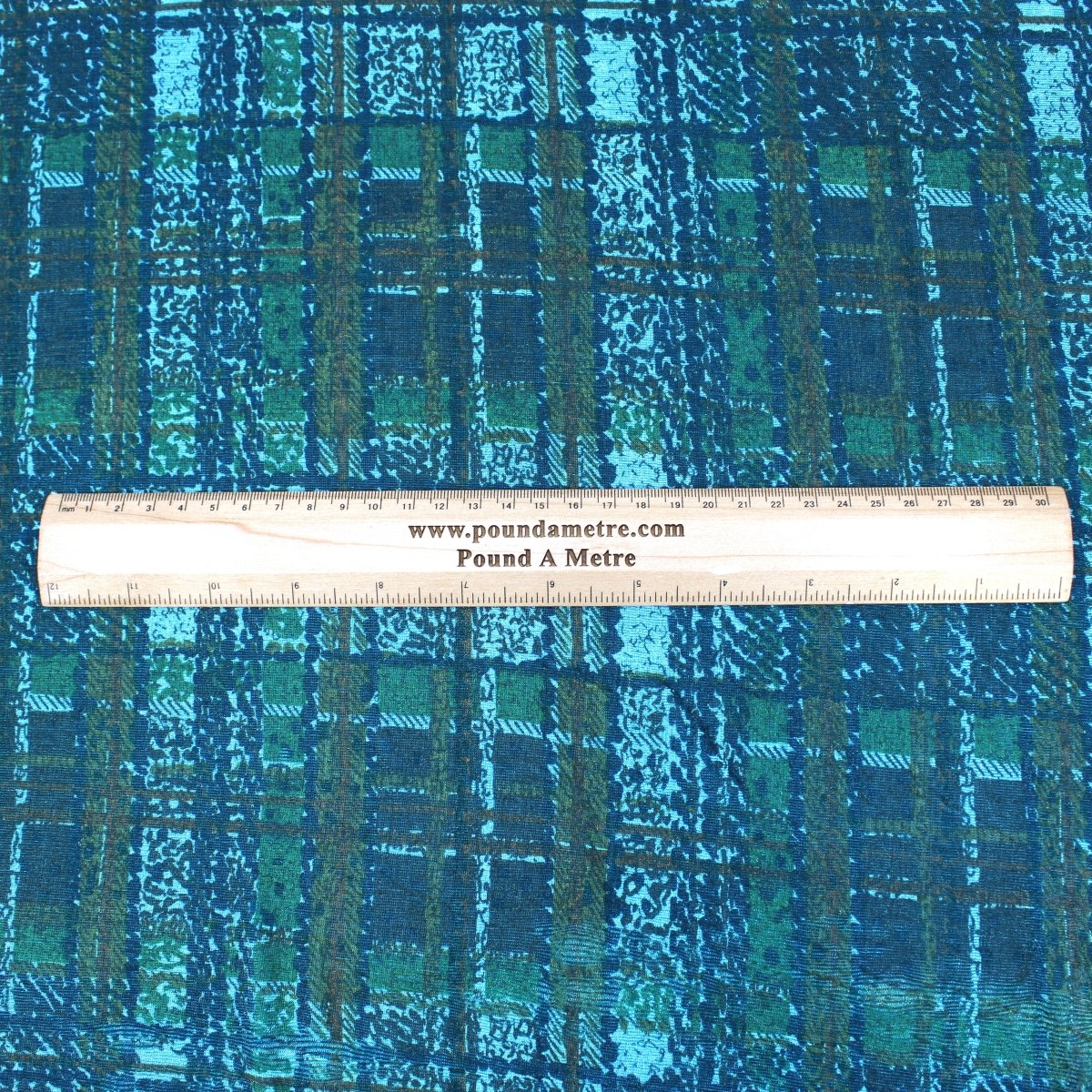 3 Metres Chequered Slinky Jersey - 55" Teal - Pound A Metre