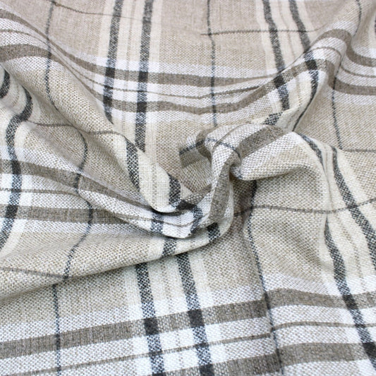 3 Metres Chequered Suiting Poly-Wool - 55" Wide Beige - Pound A Metre