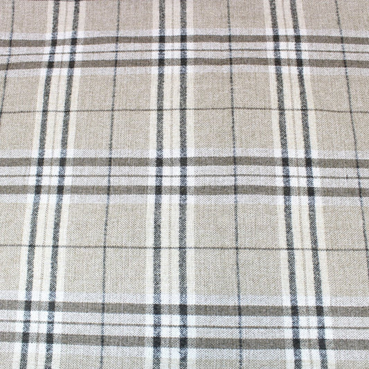 3 Metres Chequered Suiting Poly-Wool - 55" Wide Beige - Pound A Metre