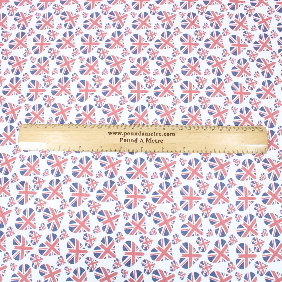 3 Metres Digitally Printed 100% Cotton, 45" Wide- Union Hearts - Pound A Metre