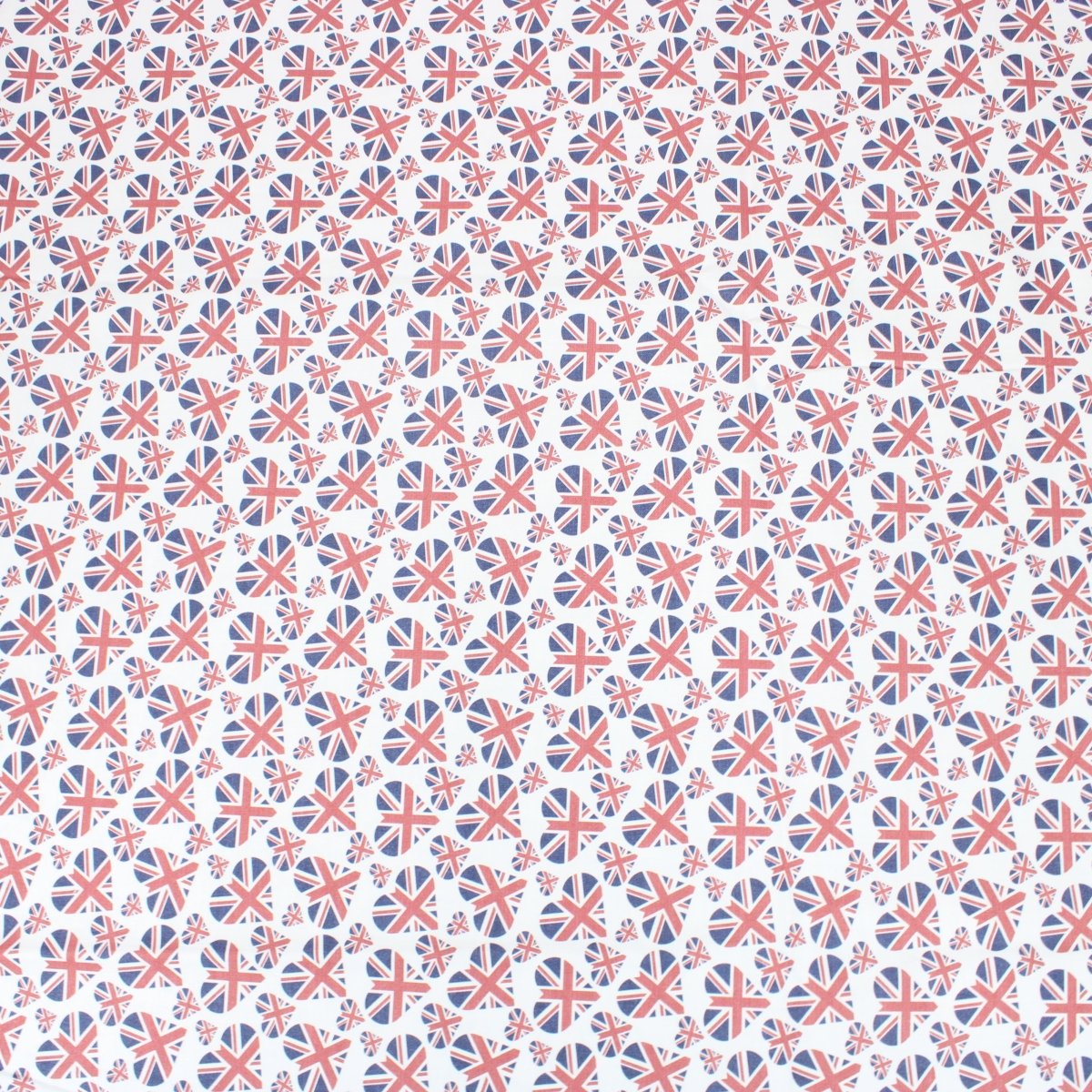3 Metres Digitally Printed 100% Cotton, 45" Wide- Union Hearts - Pound A Metre
