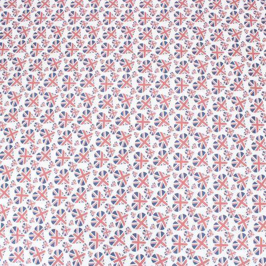 3 Metres Digitally Printed 100% Cotton, 45" Wide- Union Hearts - Pound A Metre