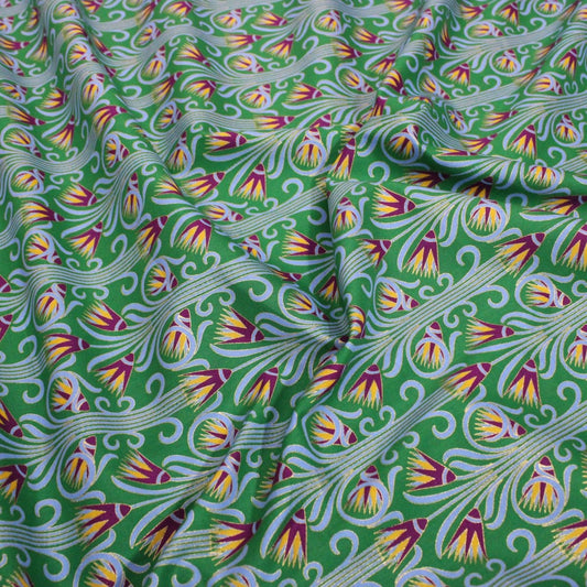 3 Metres Dressmaking 100% Cotton Lawn- (Gold Foil Green) (55" Wide) - Pound A Metre