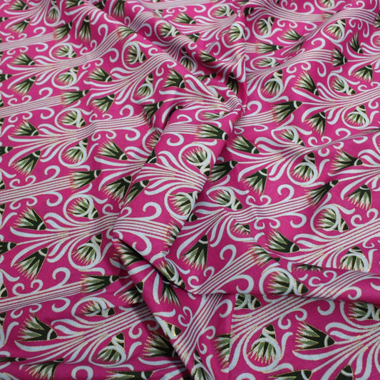 3 Metres Dressmaking 100% Cotton Lawn- (Gold Foil Pink) (55" Wide) - Pound A Metre