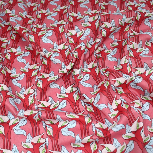 3 Metres Dressmaking 100% Cotton Lawn- (Red Stem) (55" Wide) - Pound A Metre