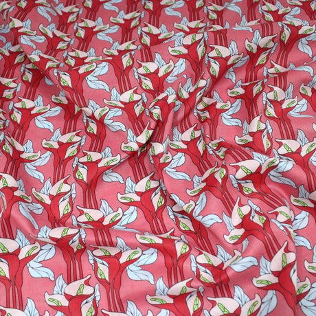 Pound A Metre 3 Metres 3 Metres Dressmaking 100% Cotton Lawn- (Red Stem) (55" Wide)