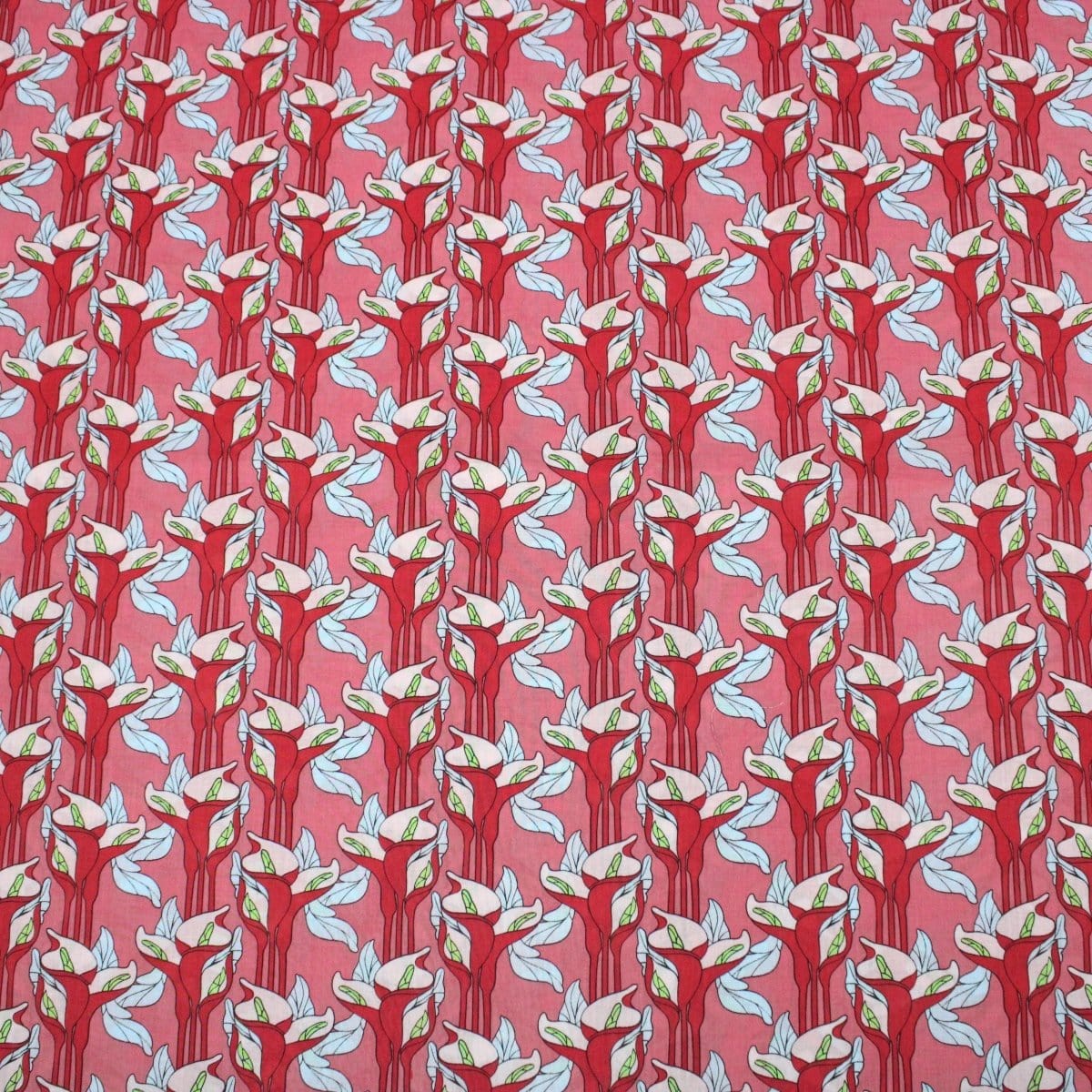 Pound A Metre 3 Metres 3 Metres Dressmaking 100% Cotton Lawn- (Red Stem) (55" Wide)