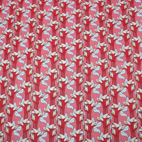 Pound A Metre 3 Metres 3 Metres Dressmaking 100% Cotton Lawn- (Red Stem) (55" Wide)
