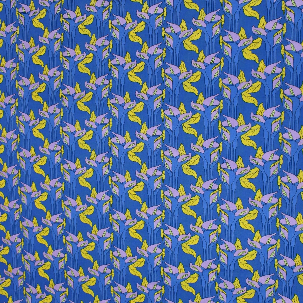 Pound A Metre 3 Metres 3 Metres Dressmaking 100% Cotton Lawn- (Royal Blue Stems) (55" Wide)