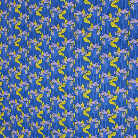 Pound A Metre 3 Metres 3 Metres Dressmaking 100% Cotton Lawn- (Royal Blue Stems) (55" Wide)