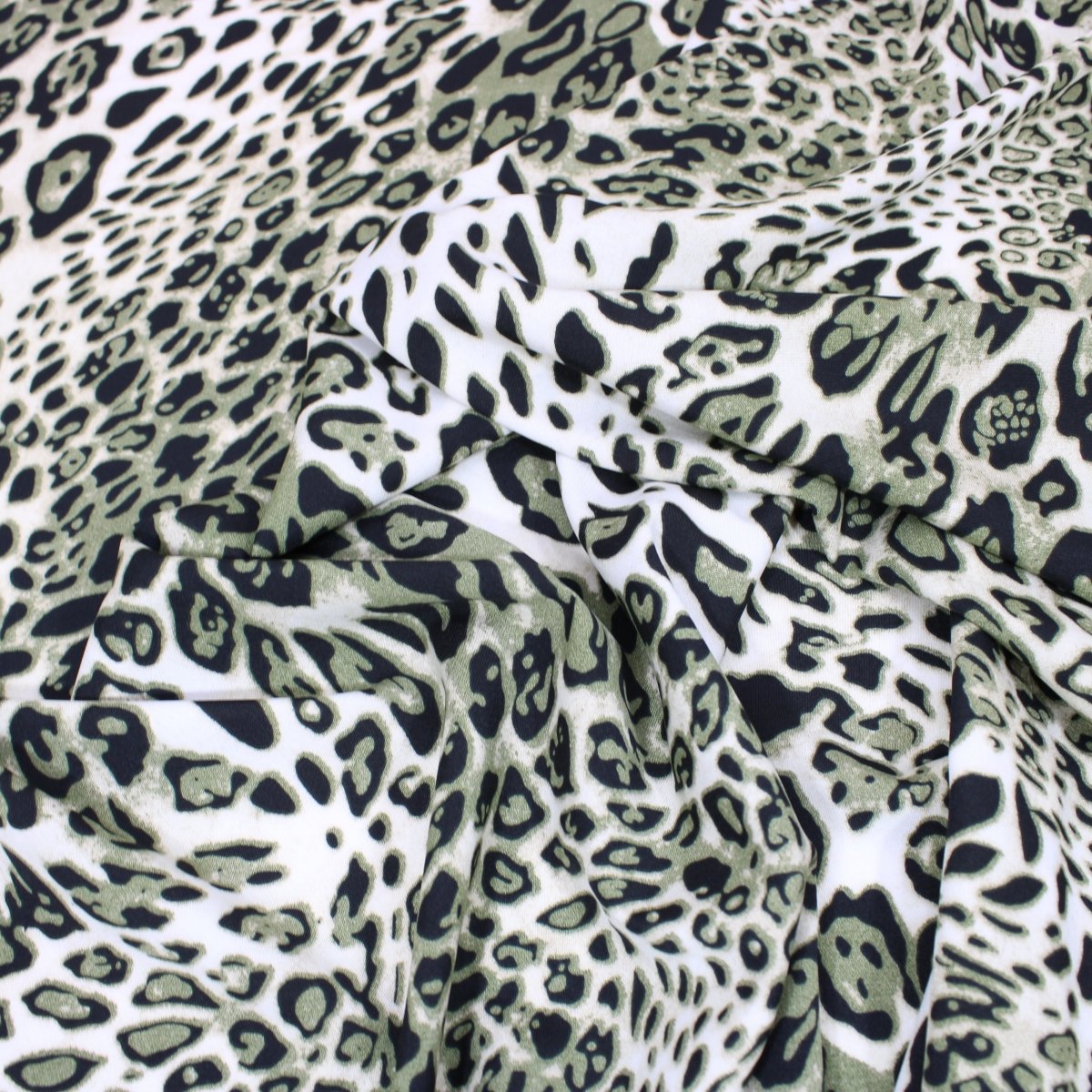 3 Metres Dressmaking Cheetah Print Crepe Georgette- 55" Wide Green & Black - Pound A Metre