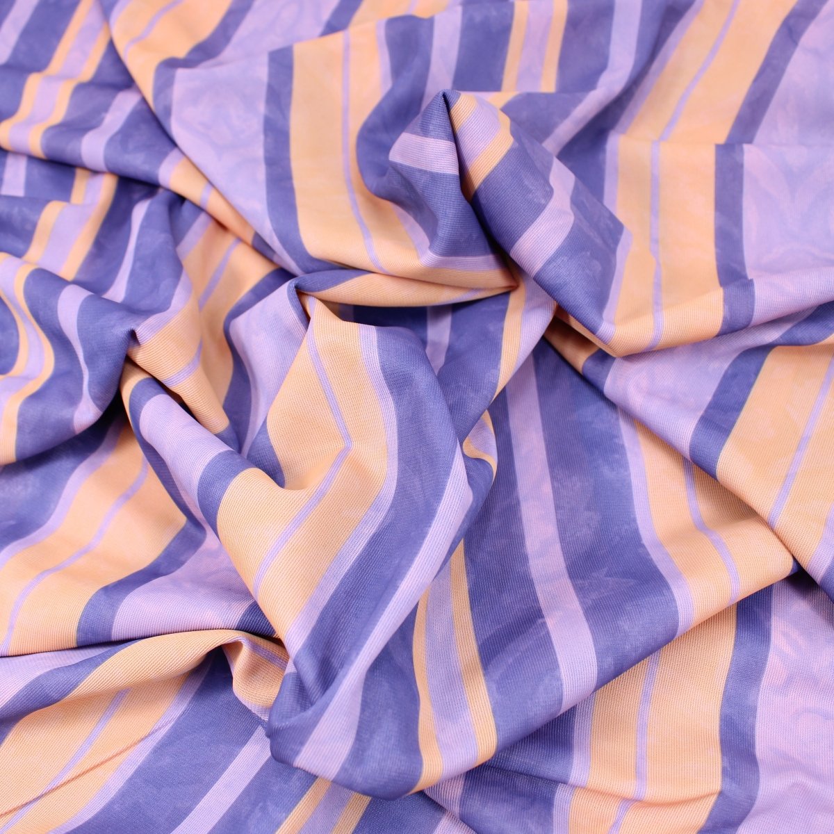 3 Metres Dressmaking Elegant Striped Stretch Chiffon 55" Wide Purple & Orange - Pound A Metre