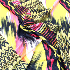 3 Metres Dressmaking Jersey - 55" Wide Black, Yellow & Pink - Pound A Metre