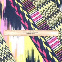 3 Metres Dressmaking Jersey - 55" Wide Black, Yellow & Pink - Pound A Metre