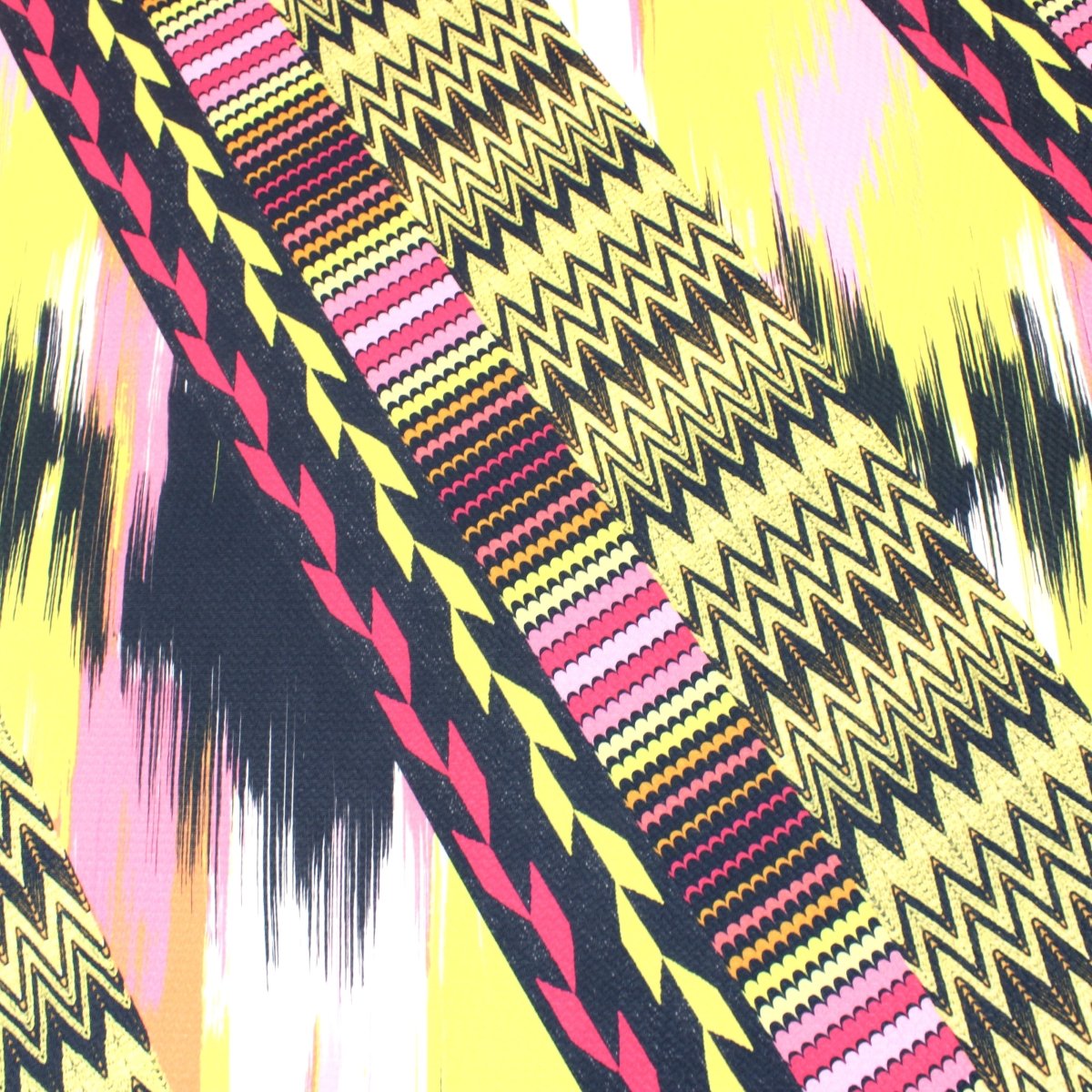 3 Metres Dressmaking Jersey - 55" Wide Black, Yellow & Pink - Pound A Metre