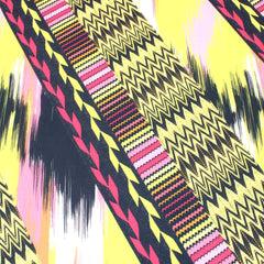 3 Metres Dressmaking Jersey - 55" Wide Black, Yellow & Pink - Pound A Metre