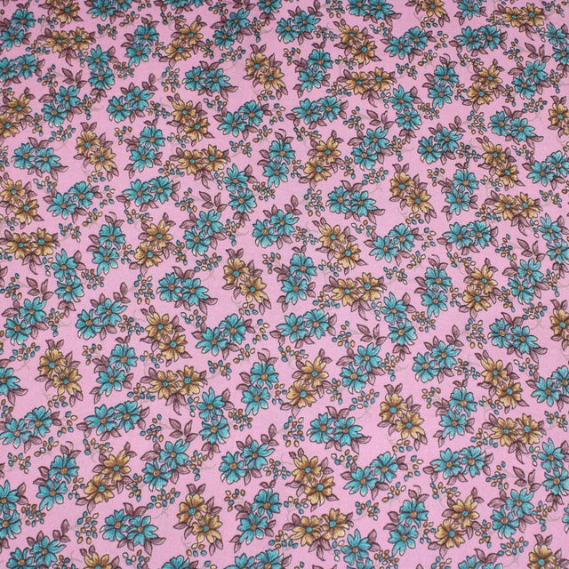 3 Metres Floral Daisy Dress-Rayon 45" Wide Pink - Pound A Metre