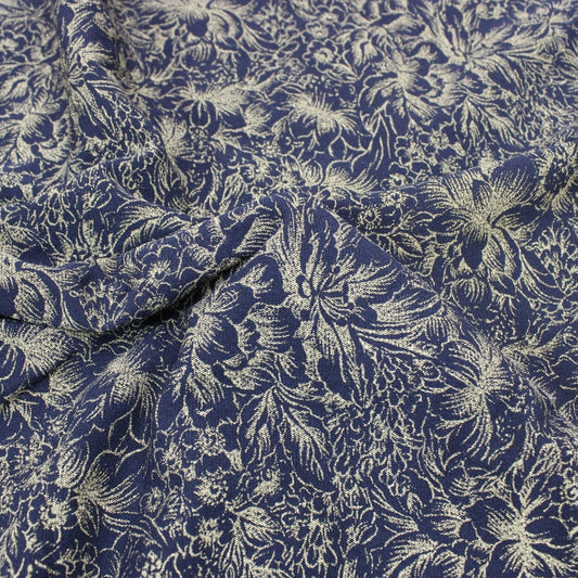 3 Metres Gold Foil Floral Stretch Mesh 55" wide Black - Pound A Metre
